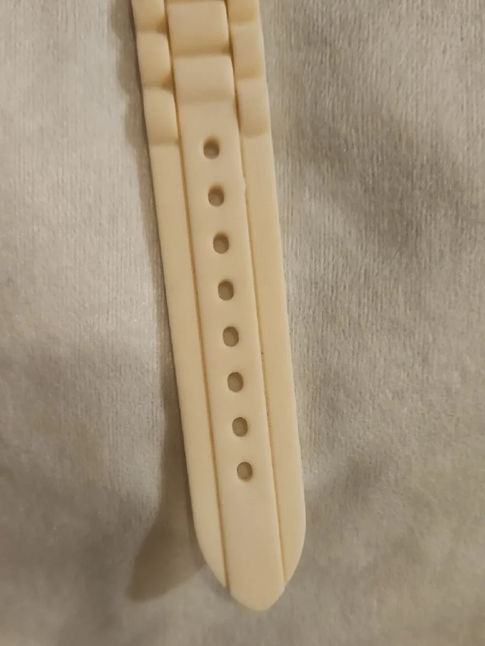 Ivory Silicone Strap Watch with Crystal Bezel